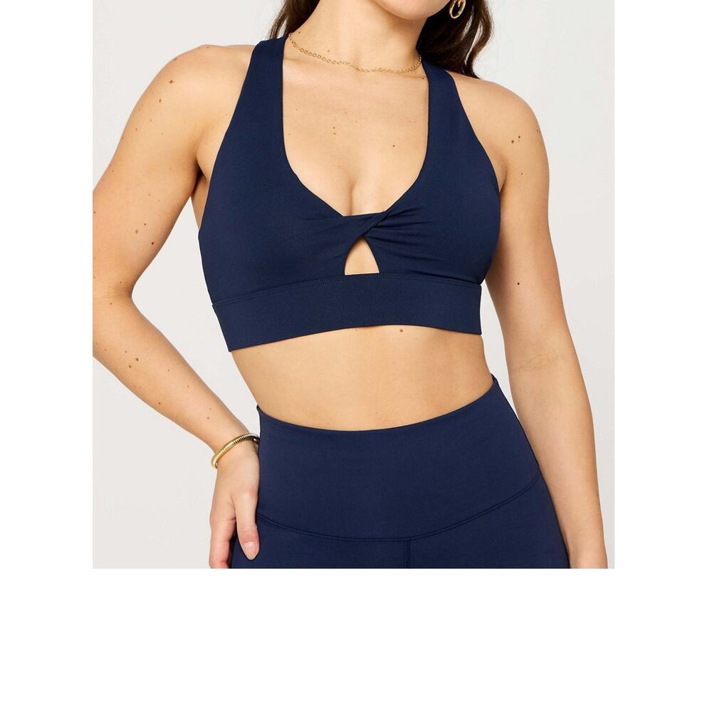 Fabletics Oasis Twist Medium Impact Sports Bra Navy Blue Athletic Size XL